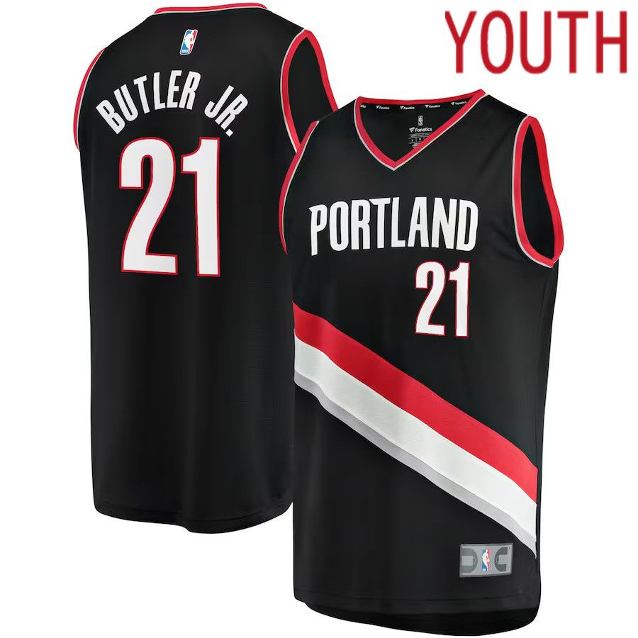 Youth Portland Trail Blazers #21 John Butler Jr. Fanatics Branded Black Fast Break Player NBA Jersey